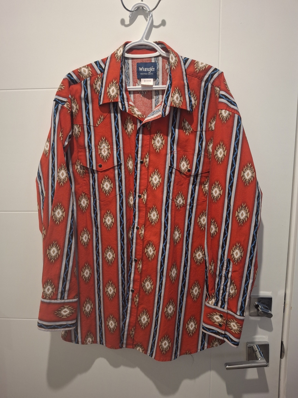 Wrangler Red Southwestern-Print Lightweight Shirt Jacket